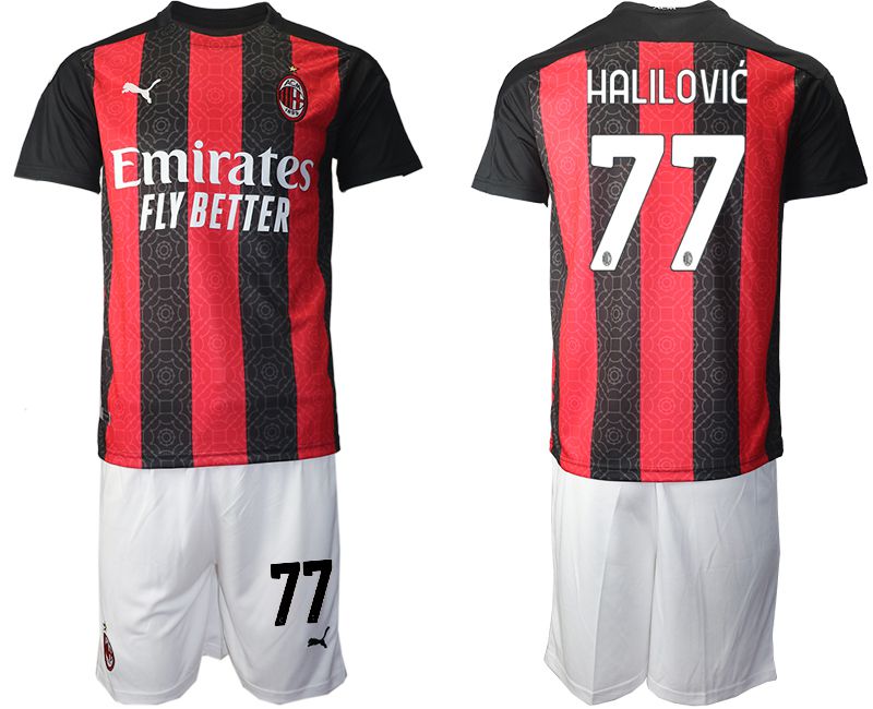 Men 2020-2021 club AC milan home #77 red Soccer Jerseys